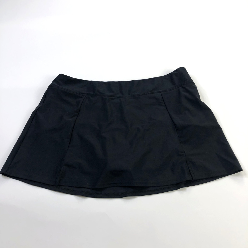 Maxine Of Hollywood Women 14 (Fit 33W) Attached Bikini Panty Swim Skirt Black